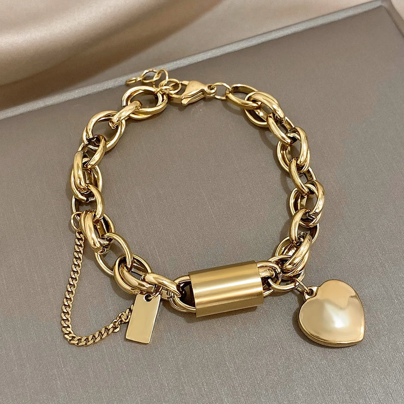 Ruby's Gold Heartened Bracelet